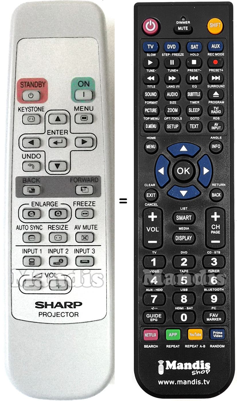 Telecomando equivalente Sharp RRMCGA187WJSA
