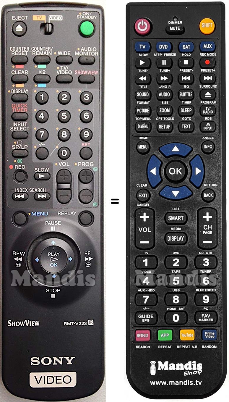 Telecomando equivalente Sony RMT-V223