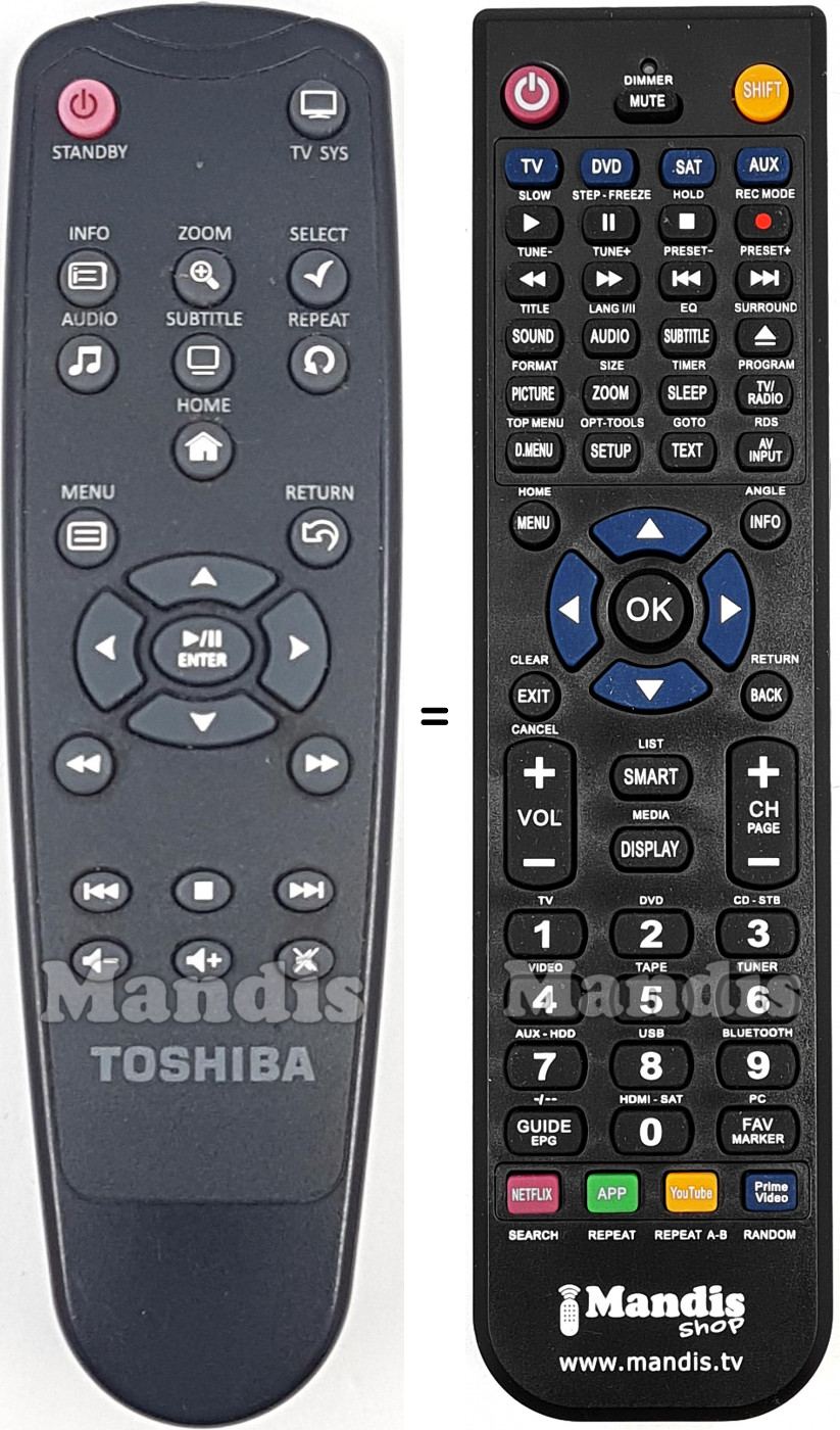 Telecomando equivalente Toshiba Store Tv2