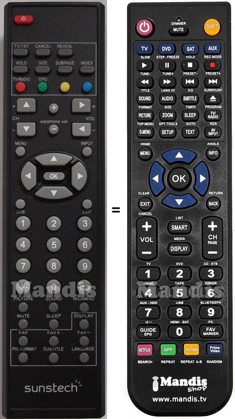 Telecomando equivalente Sunstech TLEI1955HDT