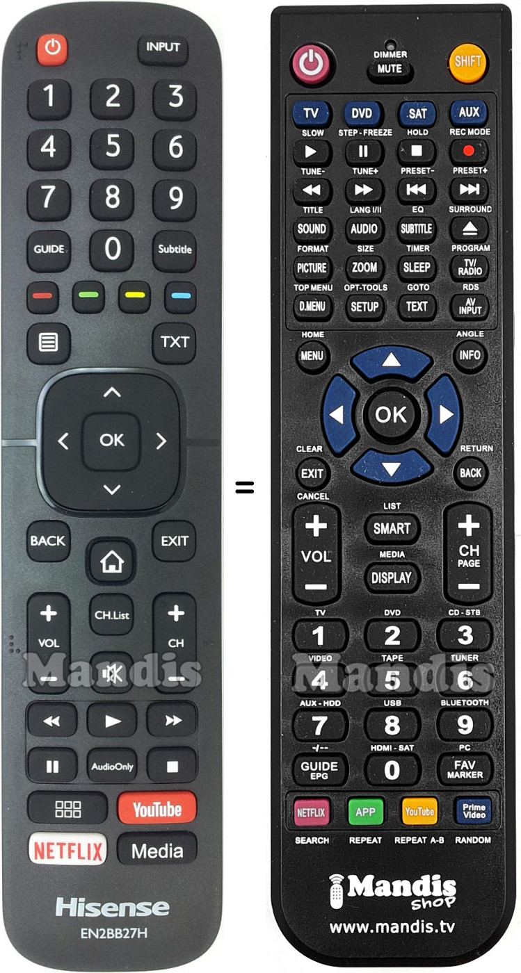 Telecomando equivalente Hisense EN2BB27H
