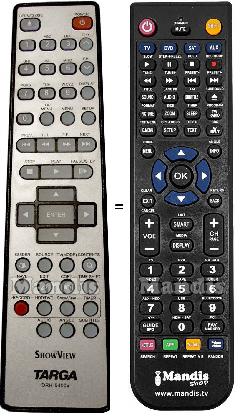 Telecomando equivalente Targa DRH-5400X