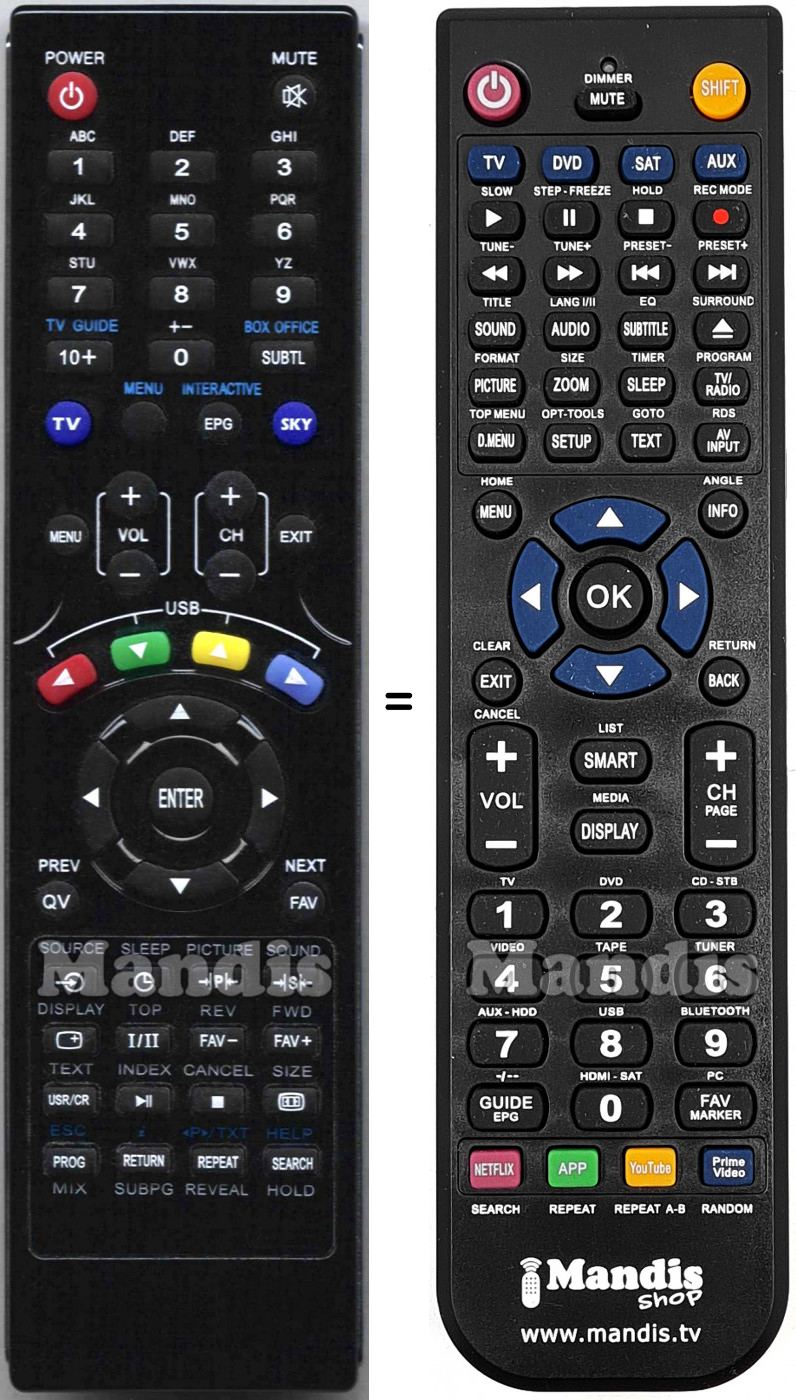 Telecomando equivalente NordMende VMT-DTV