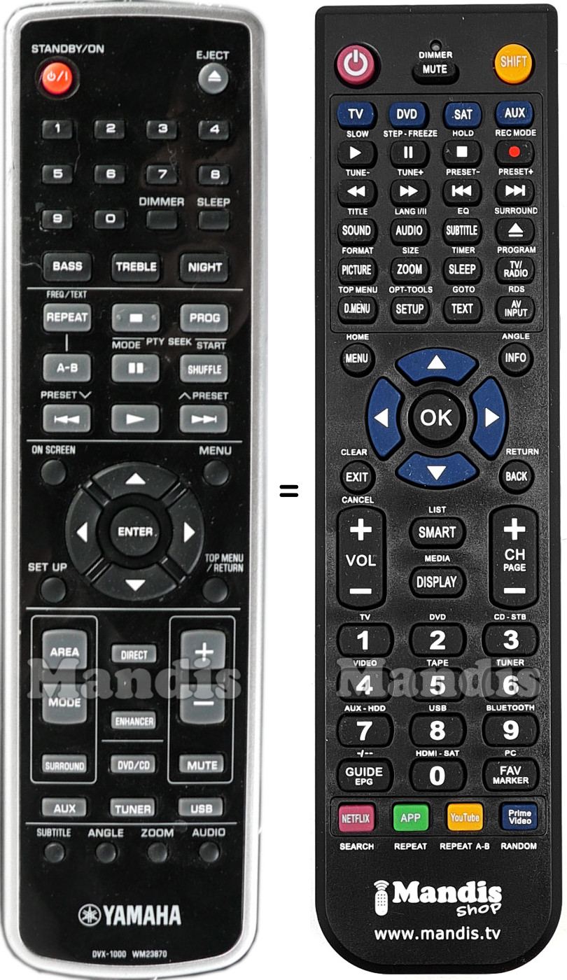 Telecomando equivalente Yamaha DVX1000