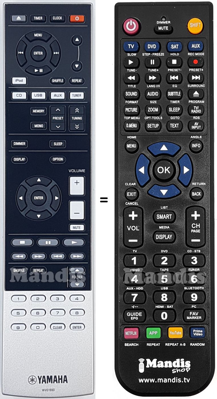 Telecomando equivalente Yamaha WV01990