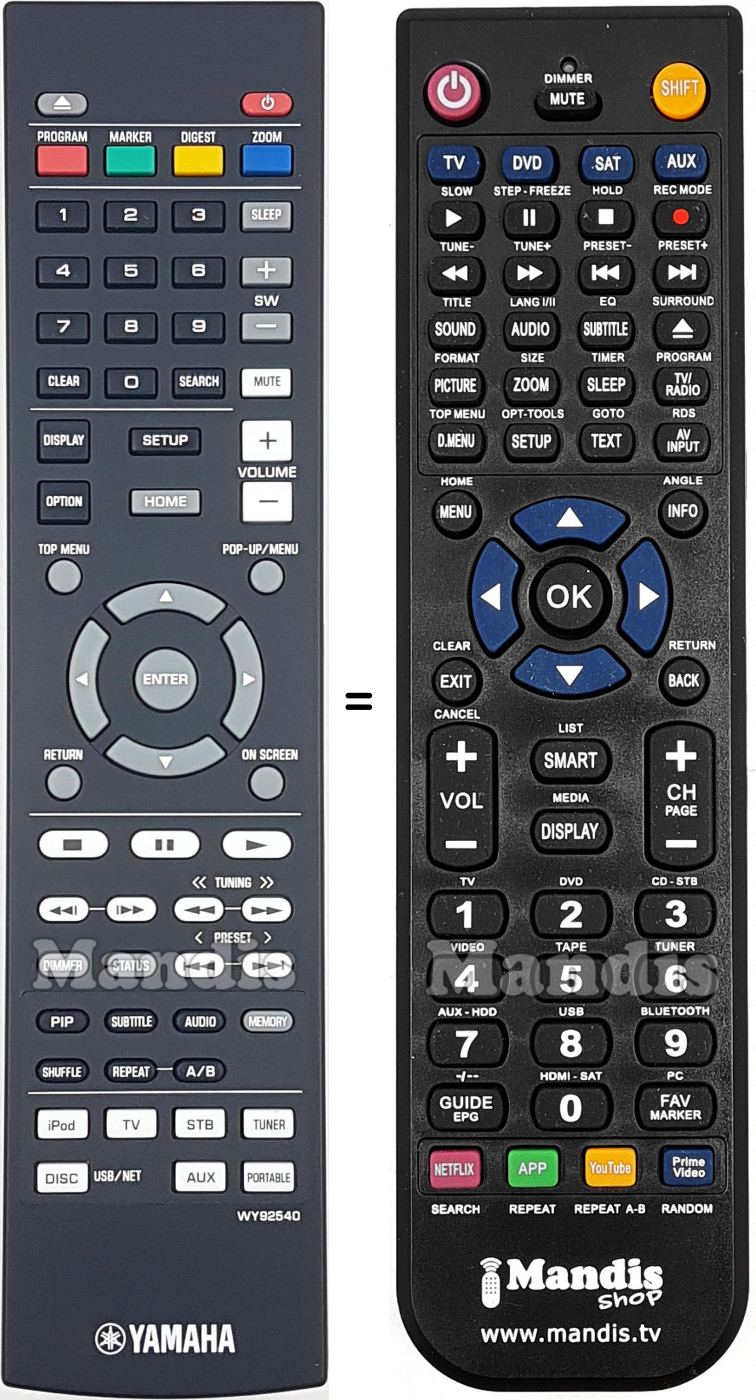 Telecomando equivalente Yamaha WY92540