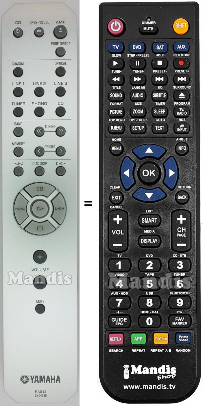Telecomando equivalente Yamaha RAS13