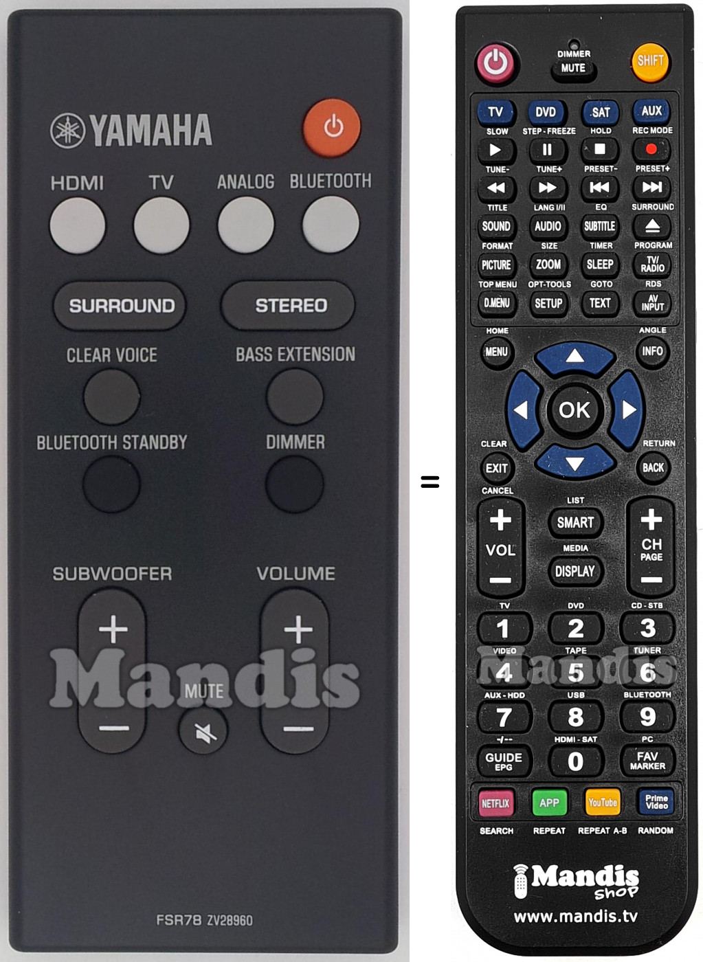 Telecomando equivalente Yamaha FSR78