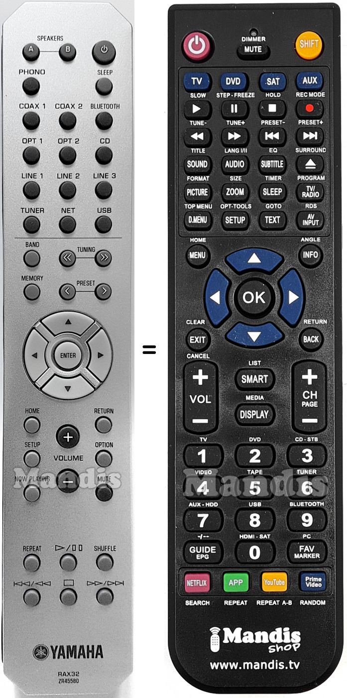 Telecomando equivalente Yamaha RAX32