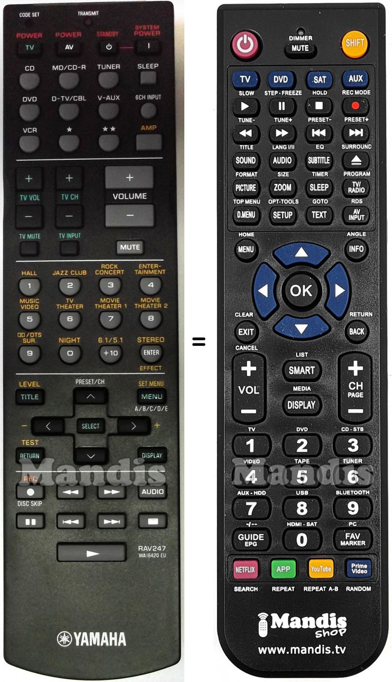 Telecomando equivalente Yamaha RAV247