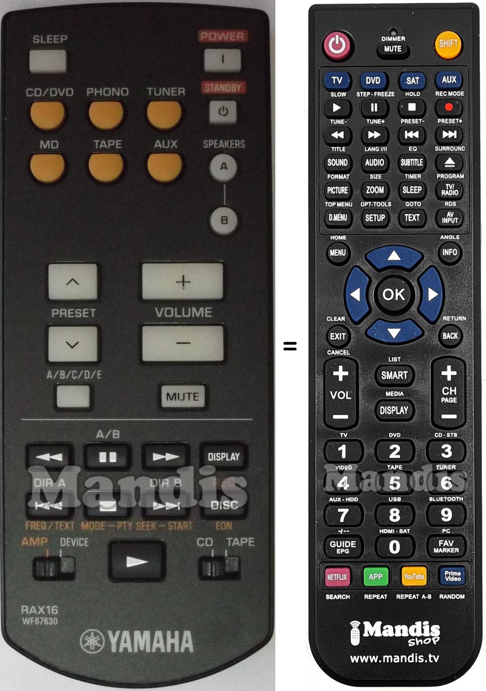 Telecomando equivalente Yamaha RAX16