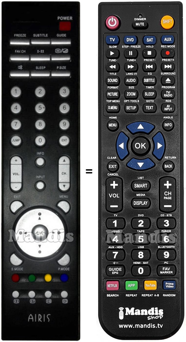 Telecomando equivalente Akai Airis003