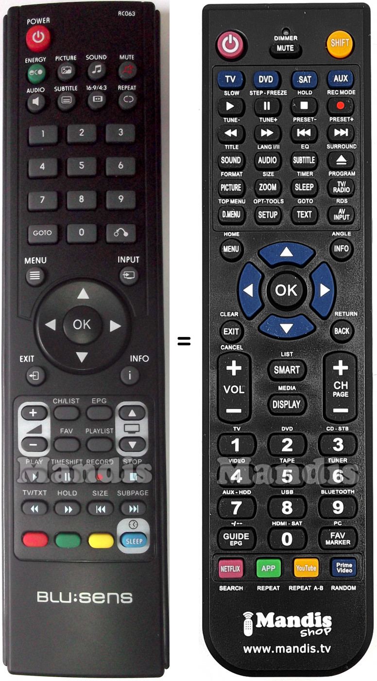 Telecomando equivalente Blusens RC 063