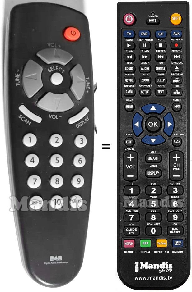 Telecomando equivalente Matsui DA-1 DAB TUNER