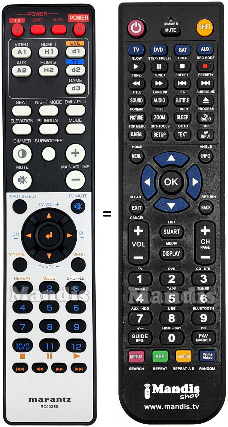Telecomando equivalente Marantz RC002ES