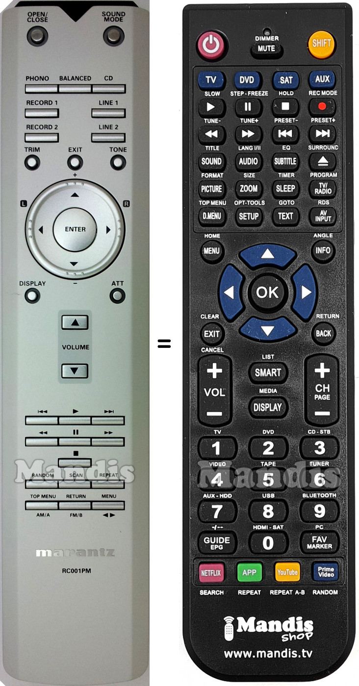 Telecomando equivalente Marantz RC001PM