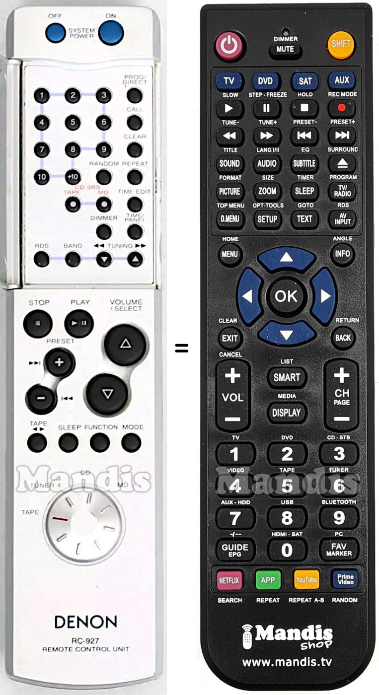 Telecomando equivalente Denon RC-927
