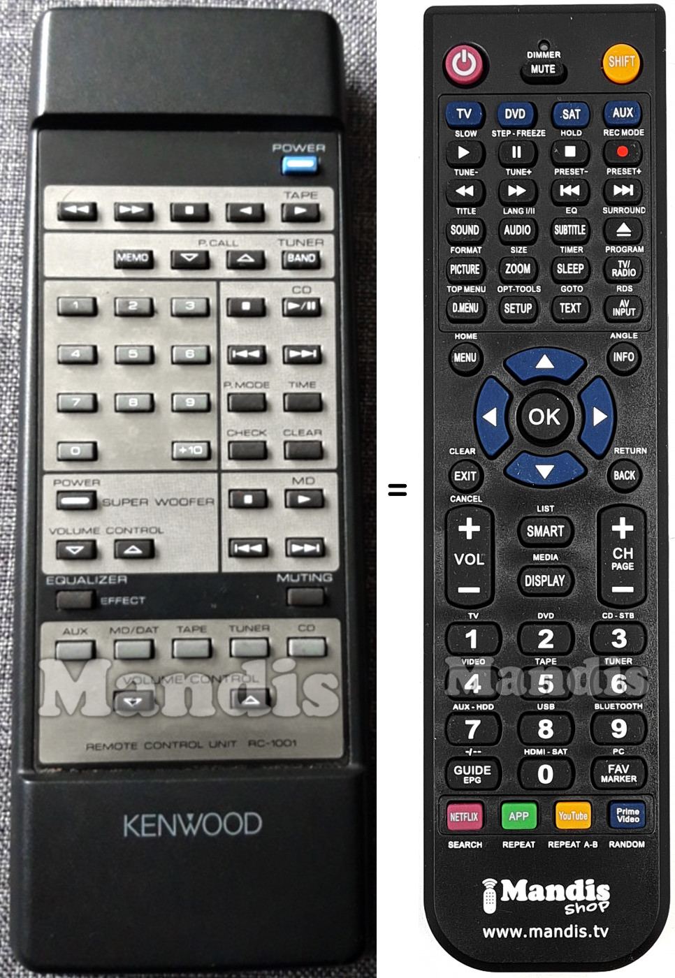 Telecomando equivalente Kenwood RC1001