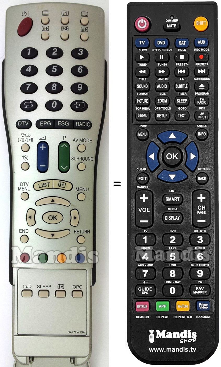 Telecomando equivalente Sharp GA 472 WJSA