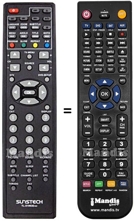 Telecomando equivalente Sunstech TL-X1953D-NV