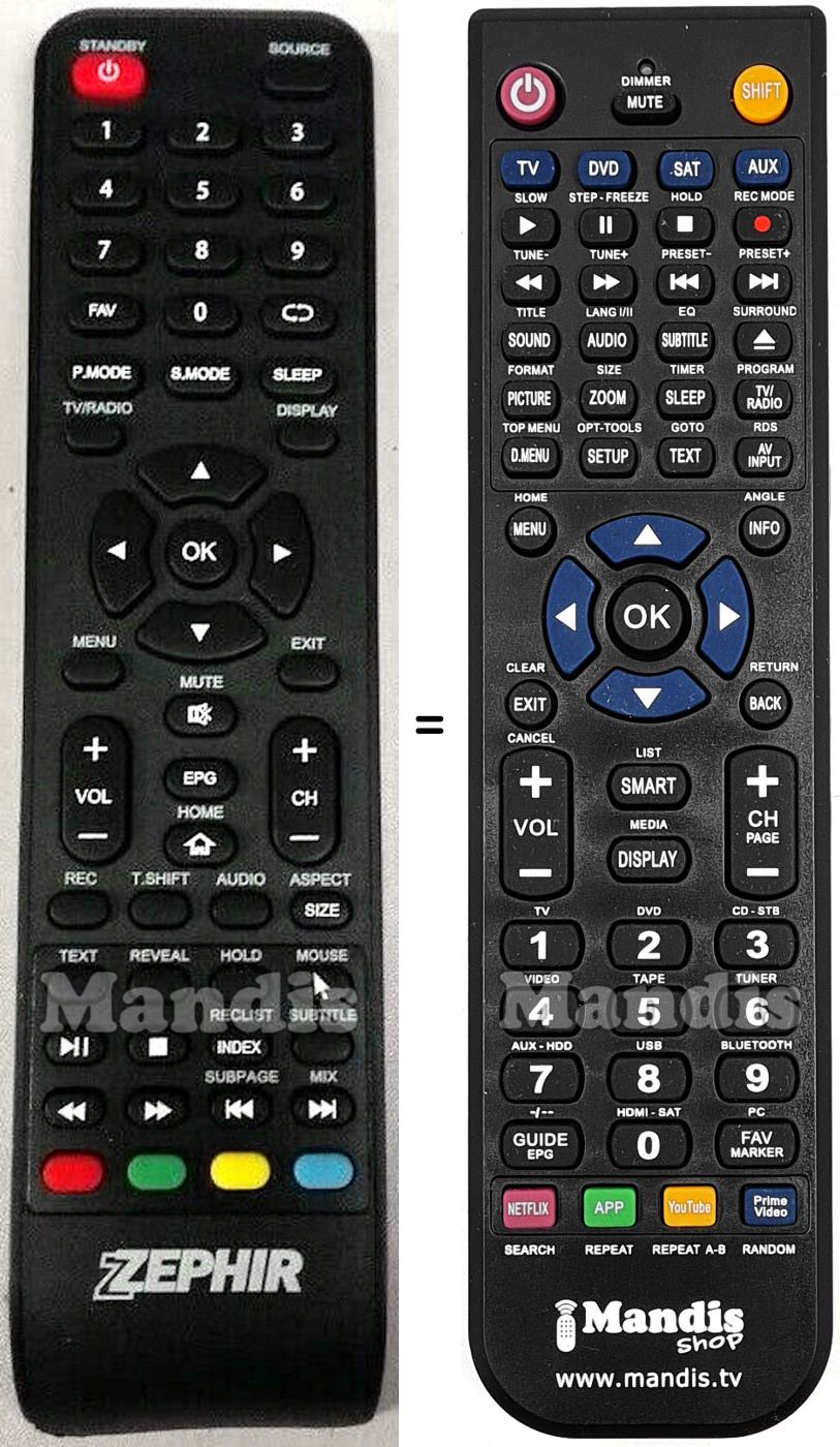 Telecomando equivalente ZEPHIR TS43UHD