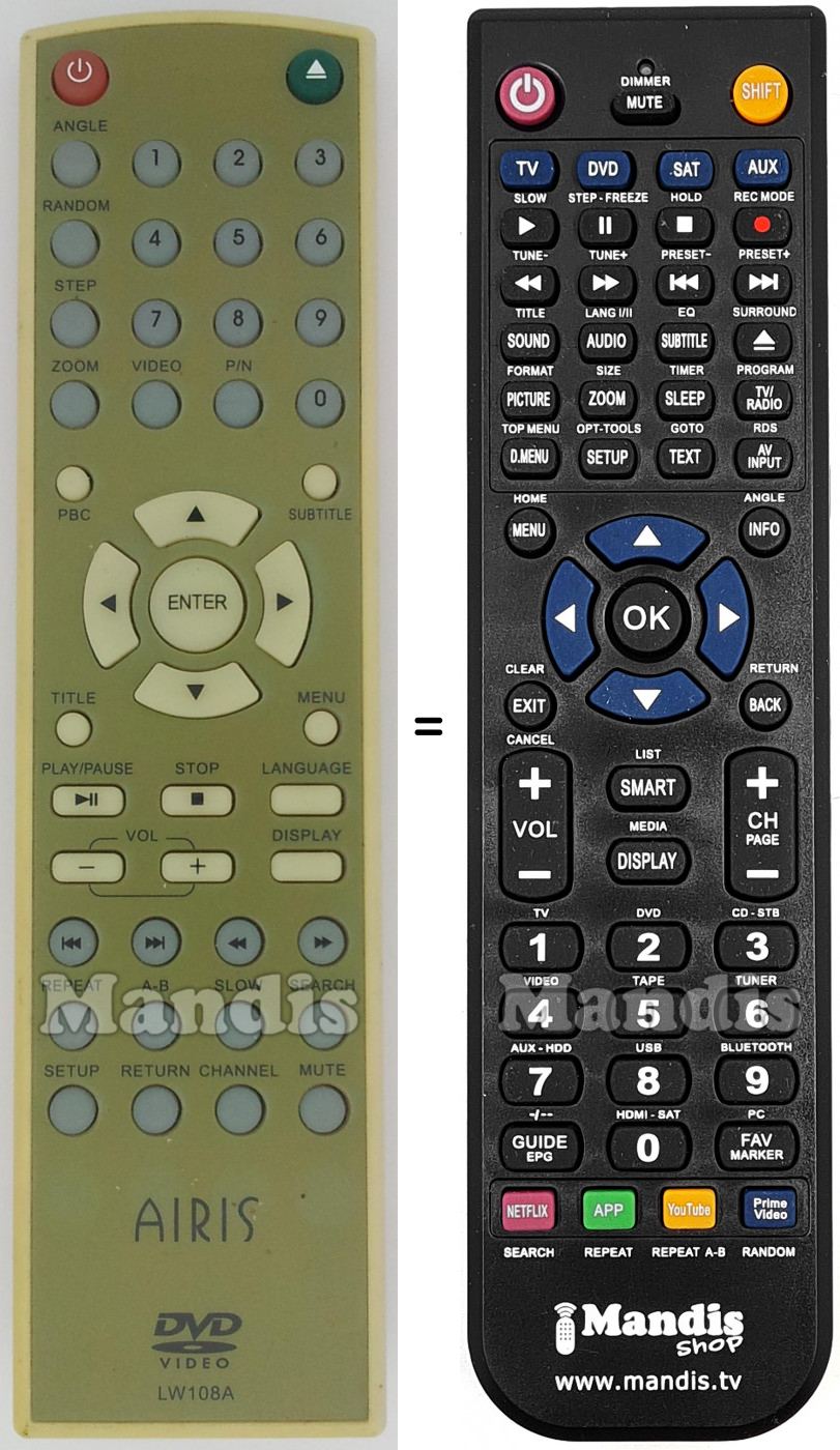 Telecomando equivalente Airis LW108A