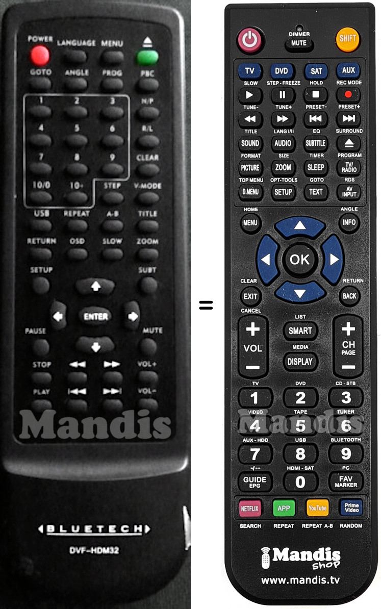 Telecomando equivalente BLUETECH DVF-HDM32