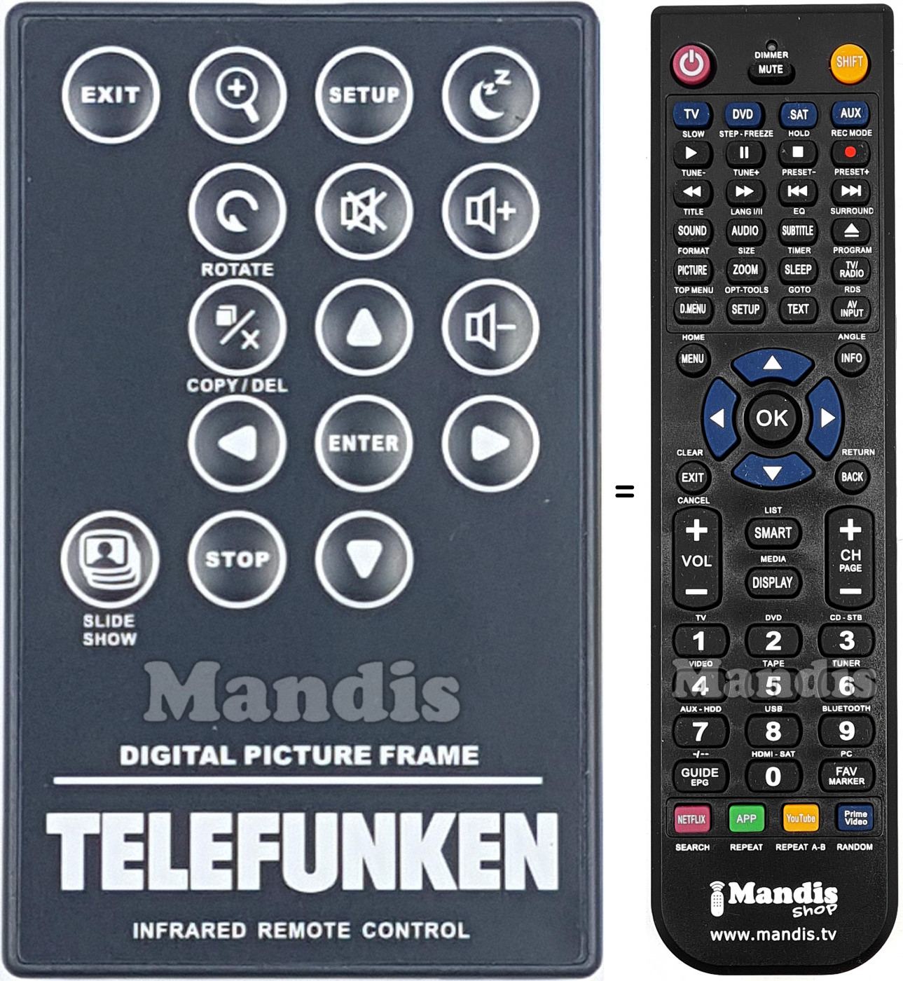 Telecomando equivalente Telefunken DPF9321