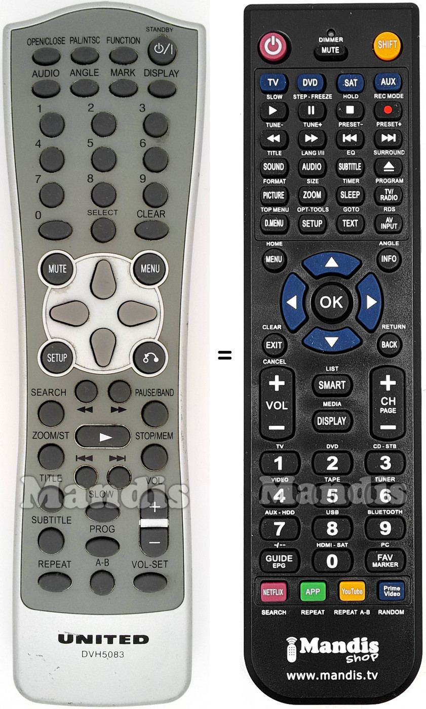 Telecomando equivalente United DVH5083