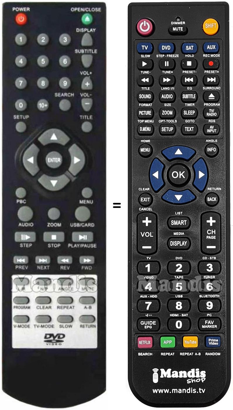 Telecomando equivalente KAFORD DVX 109 HD