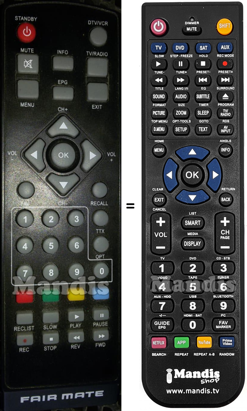 Telecomando equivalente FAIR MATE Rock HD
