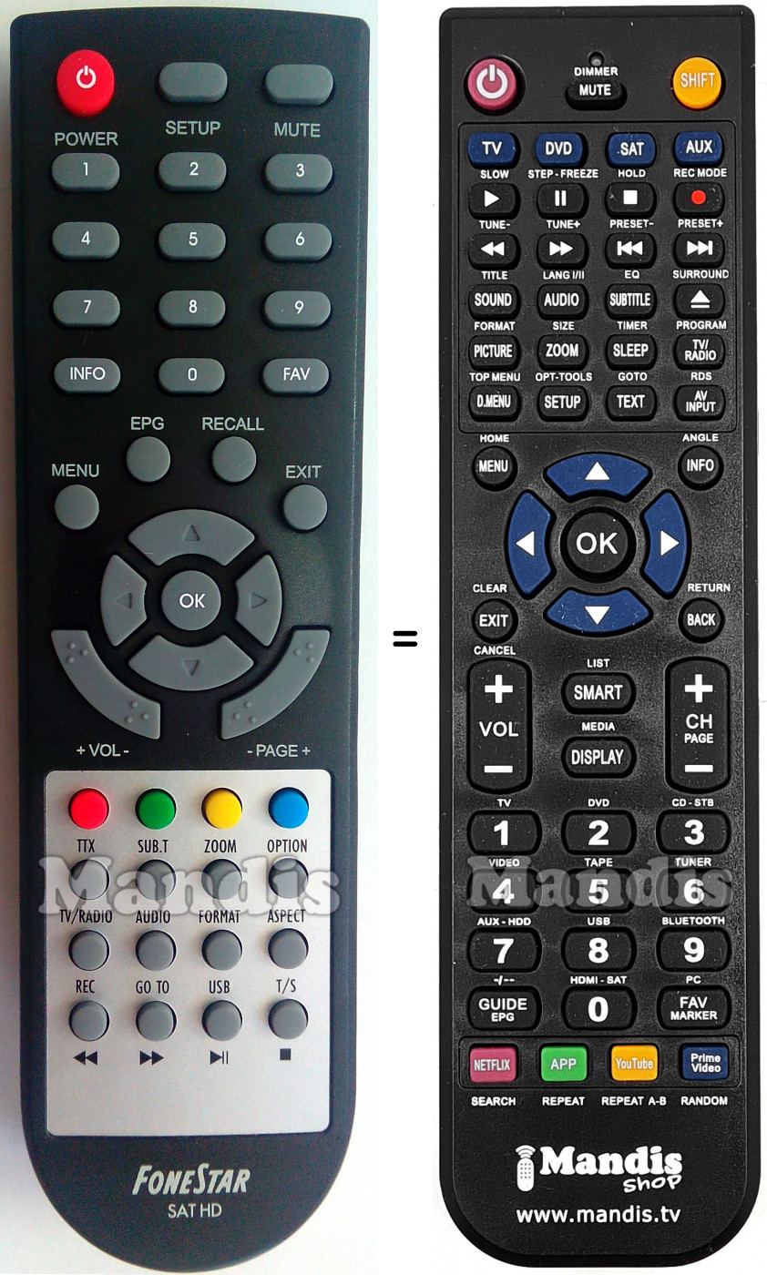 Telecomando equivalente Fonestar RDS-583WHD