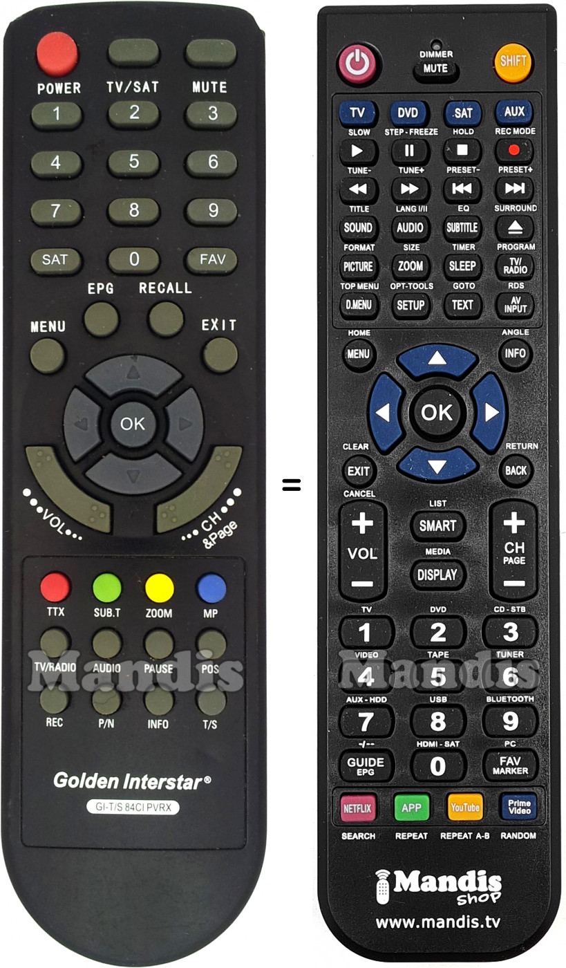 Telecomando equivalente GOLDEN INTERSTAR GI-TS84CIPVRX