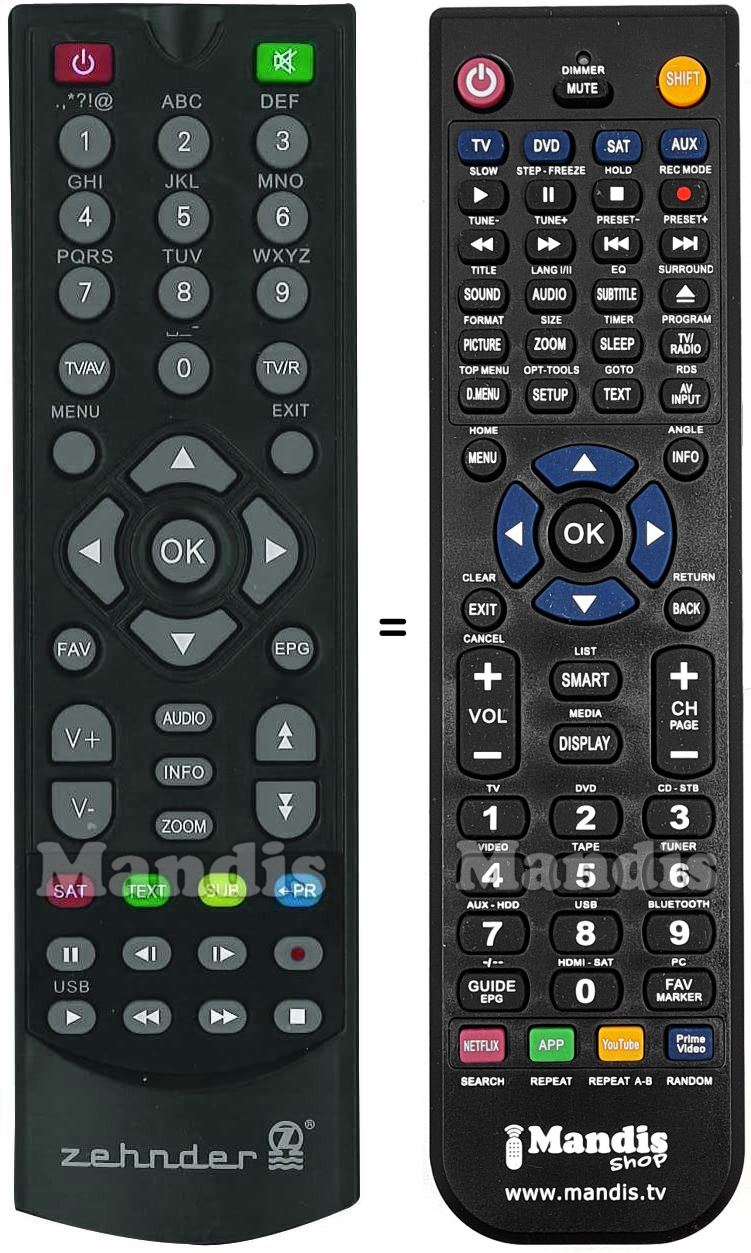 Telecomando equivalente Zehnder ZEHN001