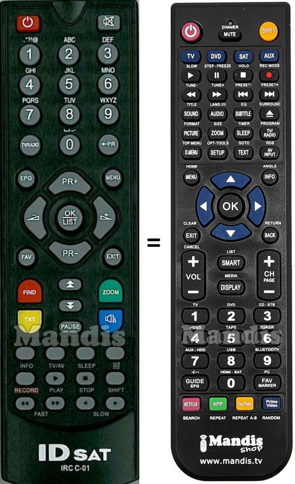 Telecomando equivalente ID Sat IRCC-01