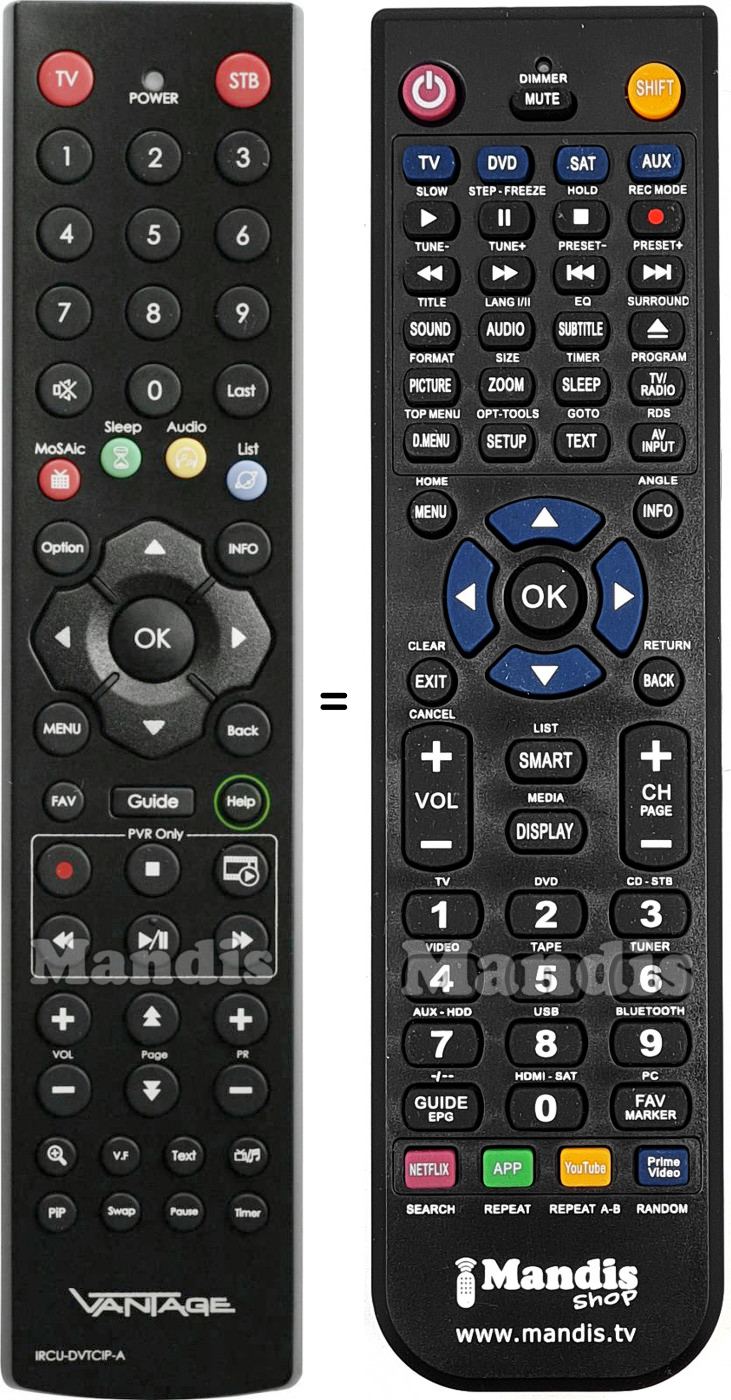 Telecomando equivalente Vantage IRCU-DVTCIP-A