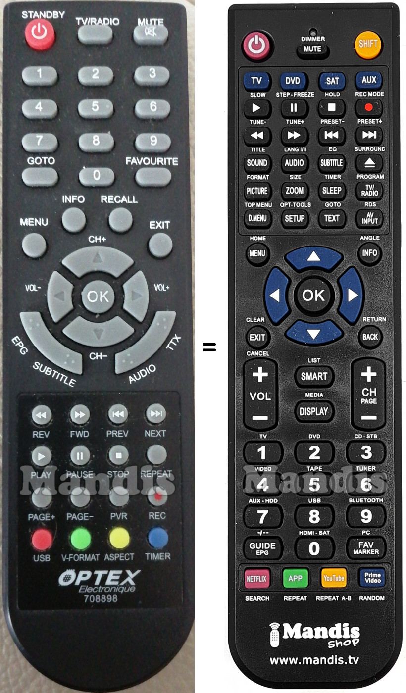 Telecomando equivalente OPTEX 708898-2