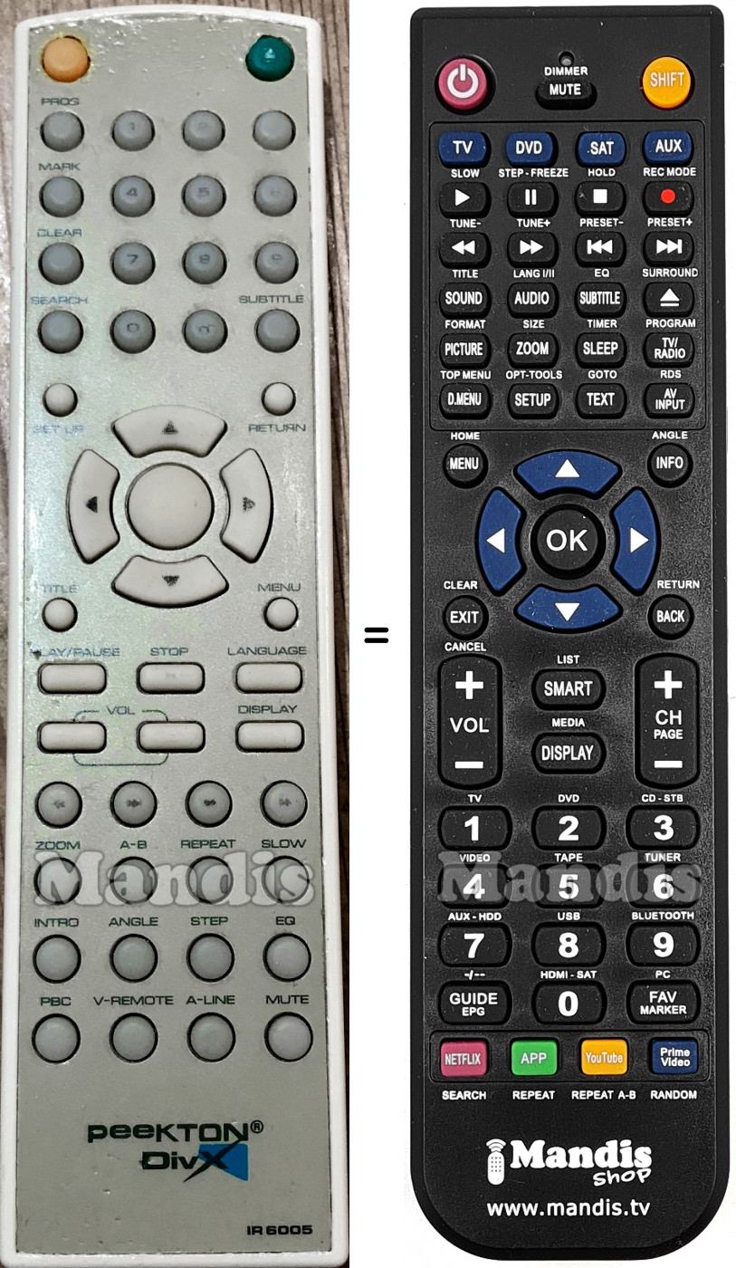 Telecomando equivalente PEEKTON IR6005