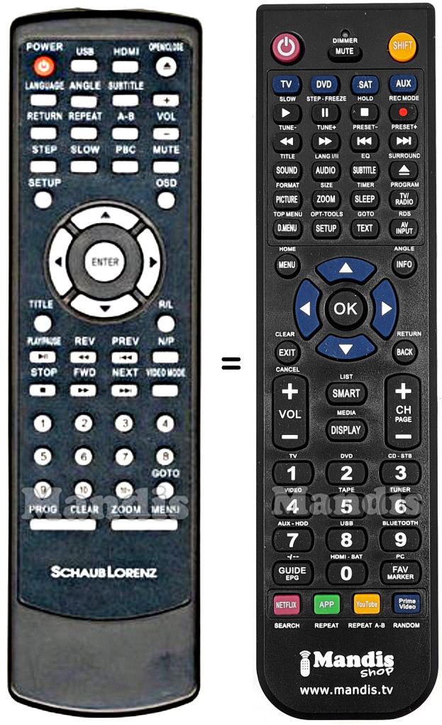 Telecomando equivalente Schaub Lorenz DVD 7839 HDMI
