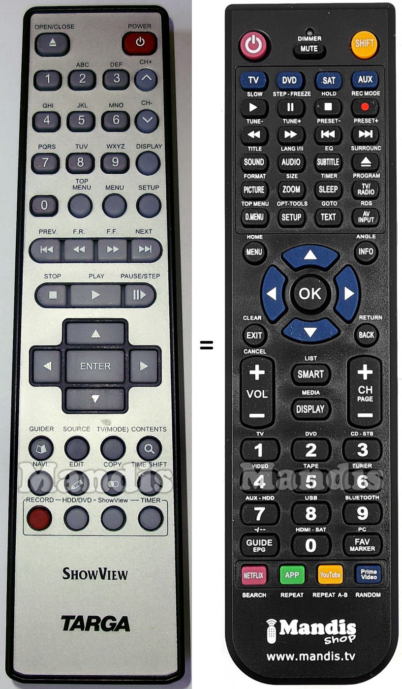 Telecomando equivalente Targa DRH-5200 X