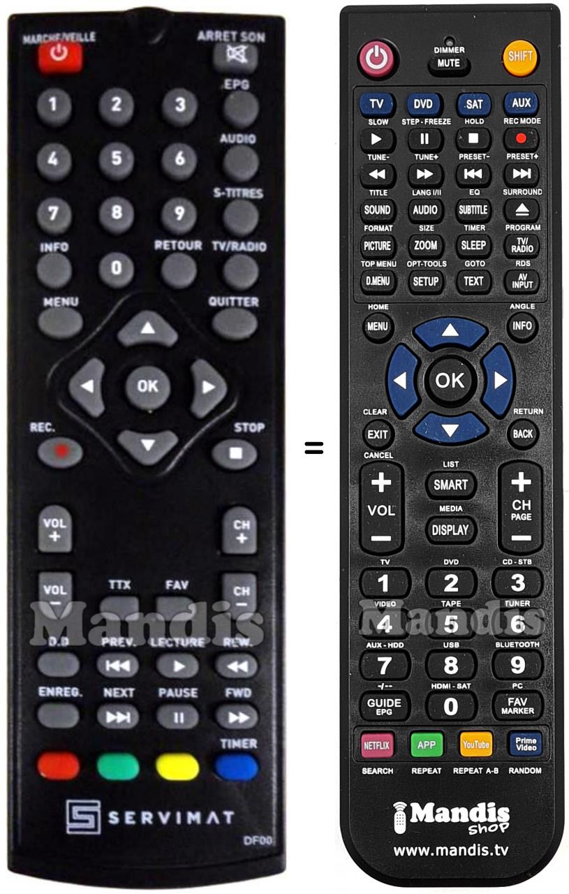 Telecomando equivalente SERVIMAT TNT65HDU
