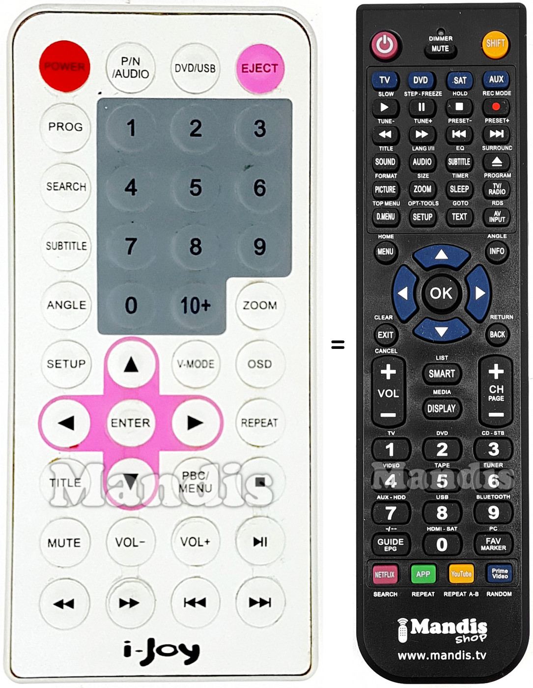 Telecomando equivalente i-Vision DVD 1005