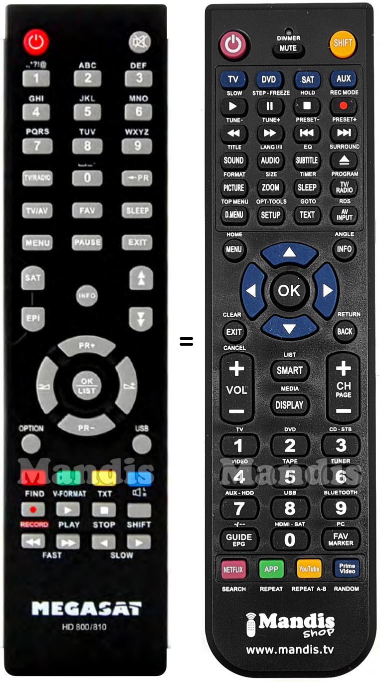 Telecomando equivalente MEGASAT HD 800/810
