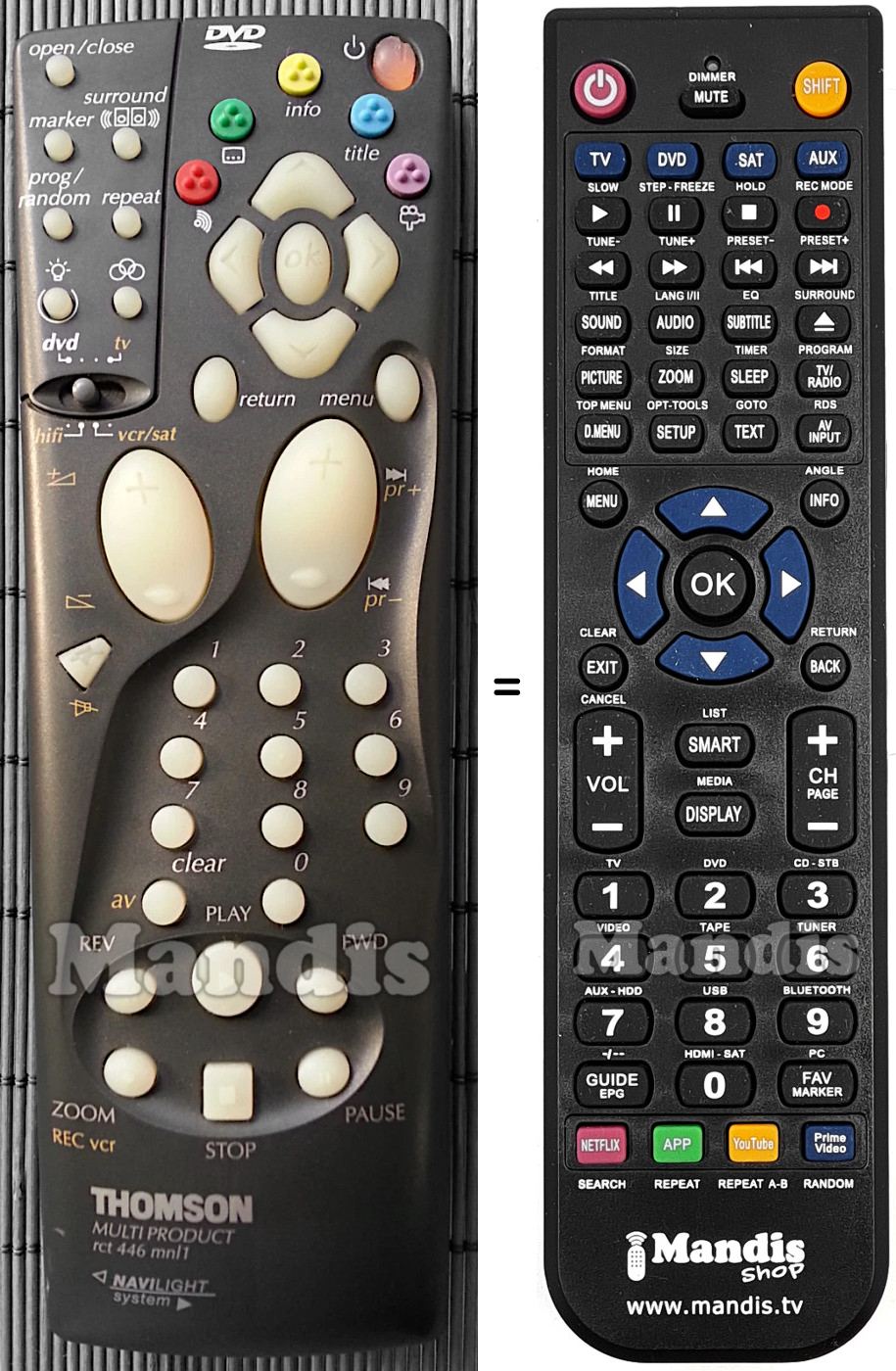 Telecomando equivalente Brandt RCT 446