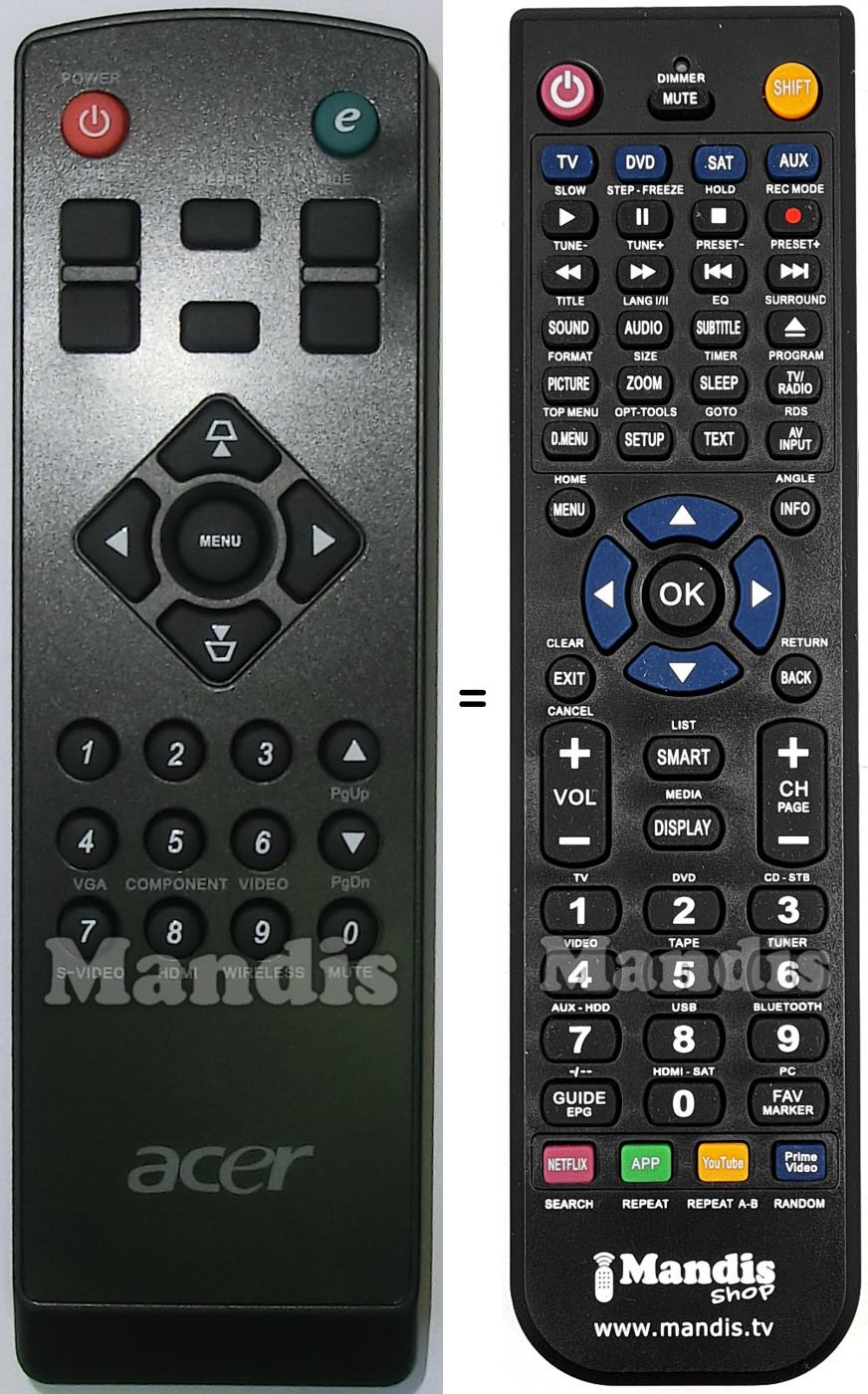 Telecomando equivalente Acer X1130P