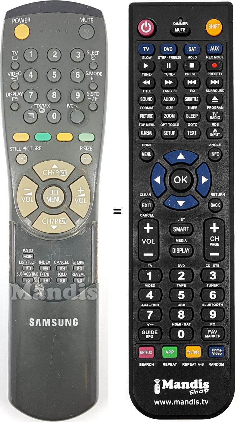 Telecomando equivalente Samsung 00023A