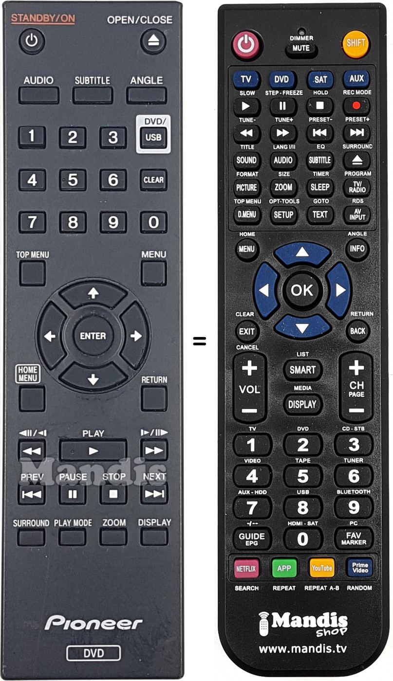 Telecomando equivalente Pioneer 076E0PP041