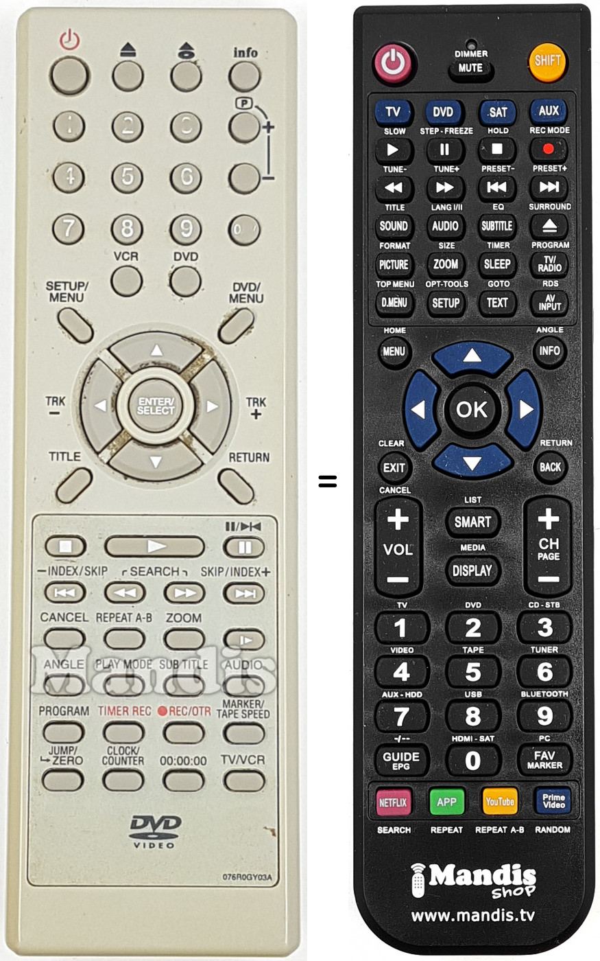 Telecomando equivalente NordMende 076R0GY03A