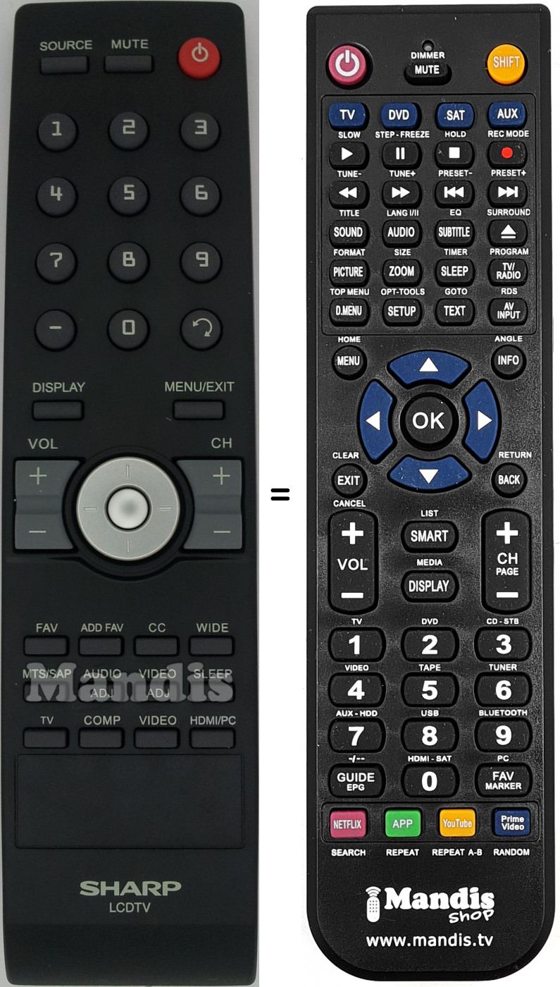 Telecomando equivalente Sharp 9JR9800000004