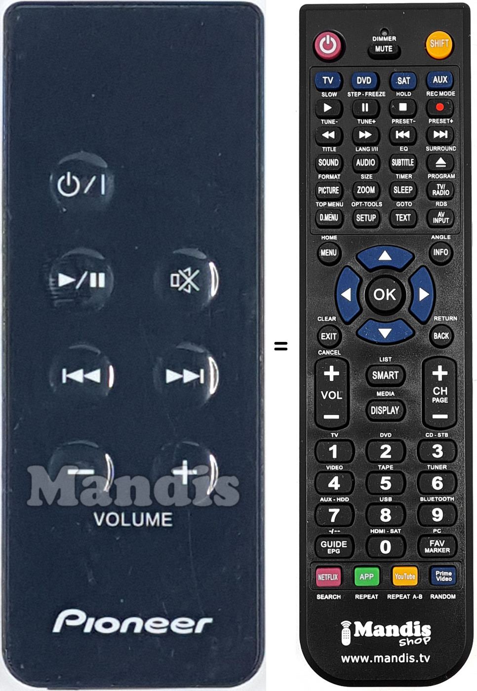 Telecomando equivalente Pioneer 1023-0000076-ZY